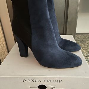 Navy blue suede bootie.  Size 10 - 4 inch heel